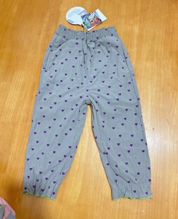 日D*女童灯芯绒条绒裤子爱心花边裤子秋冬款95130