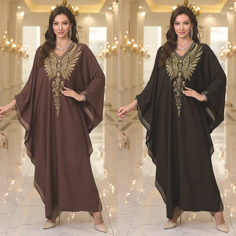 2025新款跨境棉绣花宽松大码沙滩长裙外套度假比基尼罩衫连衣裙女