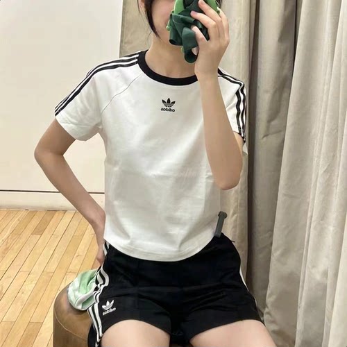 三叶草女子jeinne金珍妮同款短款露脐装短袖T恤JC8703 8704