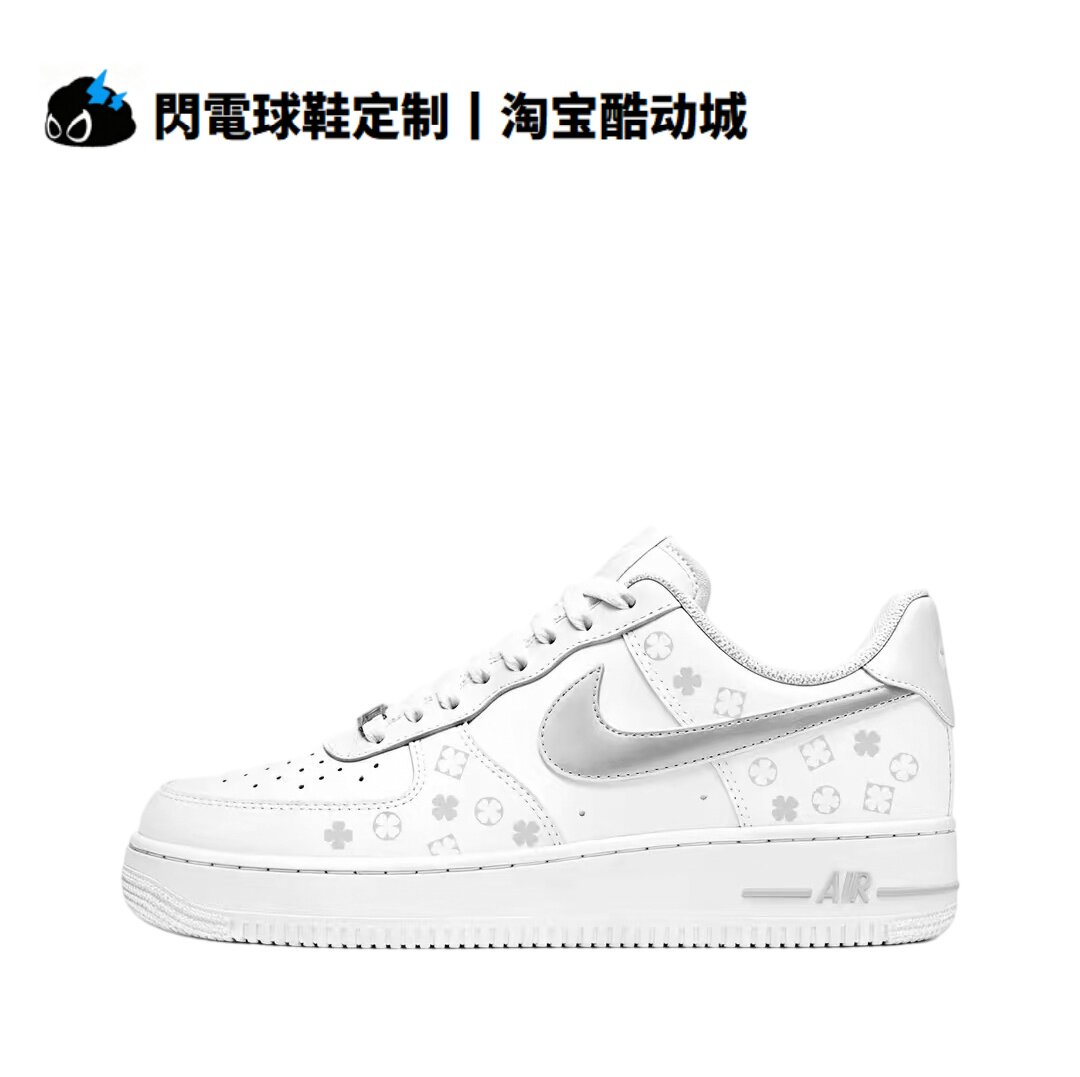 球鞋定制 Nike Air Force1 灰白序章 情侣款 OOTD 低帮男女板鞋