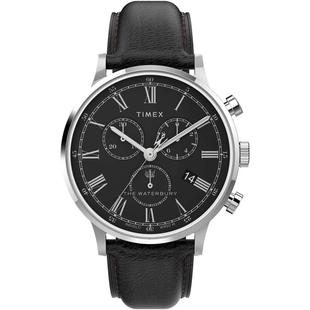 代购Timex/天美时男士经典石英腕表不锈钢表壳皮带灰盘黑带