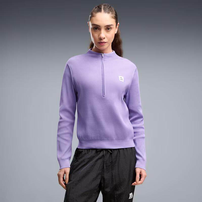 海外代购Puma/彪马女士卫衣透气舒适吸湿排汗半拉链罗纹肌理