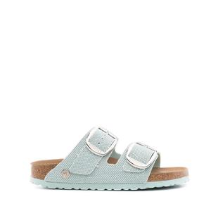 Birkenstock女士圓頭雙扣搭扣穆勒涼鞋 沙灘出游休閑 防滑平底拖鞋