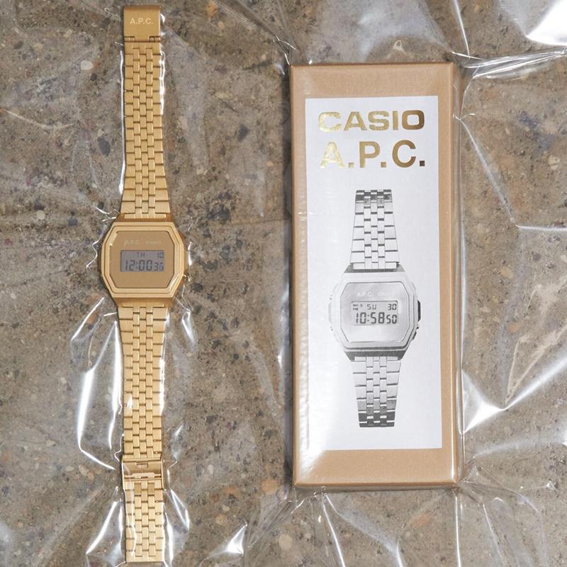 CASIO X A.P.C. A1000卡西欧联名手表复古金色小方表男女日韩腕表