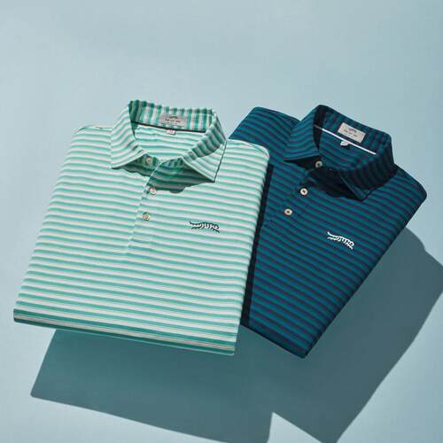 代购sundayred男高尔夫短袖绿色透气吸汗Crosswind Stripe Polo衫