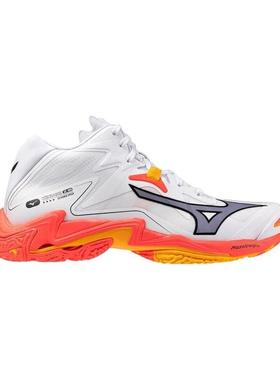 代购Mizuno美津浓男士排球鞋缓震支撑防滑耐磨白色橙色红色中帮
