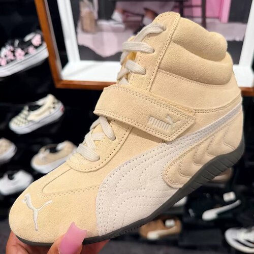 代购Puma Speedcat Wedge彪马淡奶油黄反毛皮坡跟增高运动休闲鞋