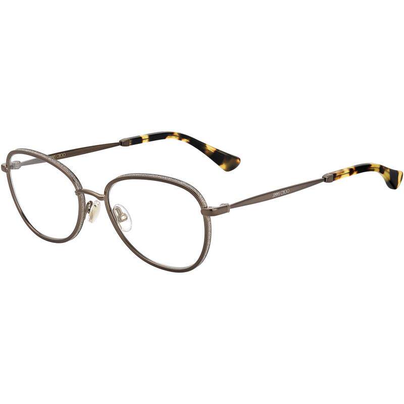 代购Jimmy Choo女士眼镜架椭圆形金属全框哑光棕日常佩戴通勤