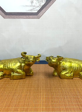 纯铜卧牛一对摆件生肖风水铜牛招财客厅办公室装饰品爱情水牛礼品