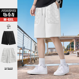男装 高级感提花胖子宽松五分裤 休闲短裤 新款 2025夏季 纺布者潮大码