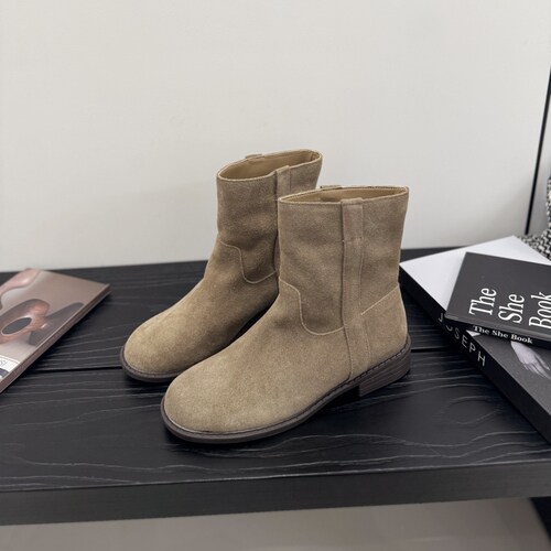 欧美低跟磨砂皮西部短靴