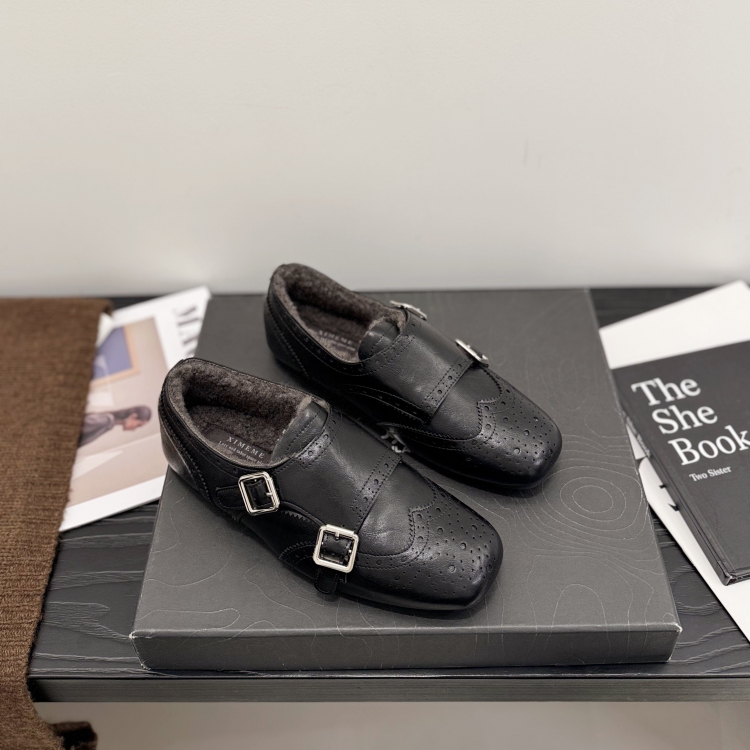 保暖~加绒布洛克深口单鞋