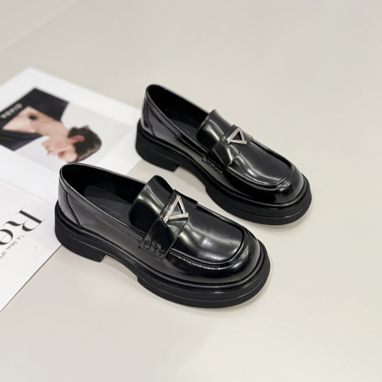 欧美厚底一脚蹬气质乐福单鞋