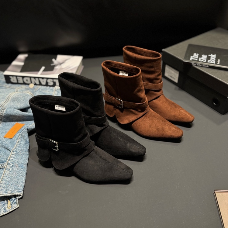 韩版内增高双层绒面西部酷靴