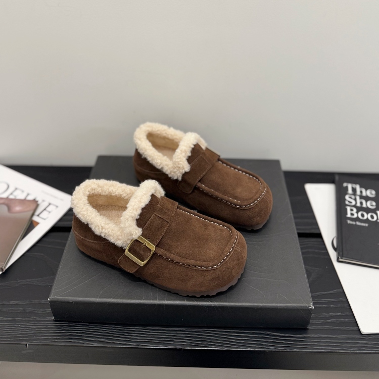 保暖~内增高真皮休闲毛毛鞋