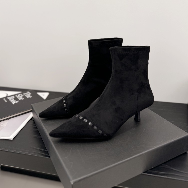 法式尖头缝线短靴女2025秋套筒弹力瘦瘦靴细跟气质时装靴青年女鞋,女鞋,时装靴,淘宝优惠券,粉丝福利购,淘宝优惠卷
