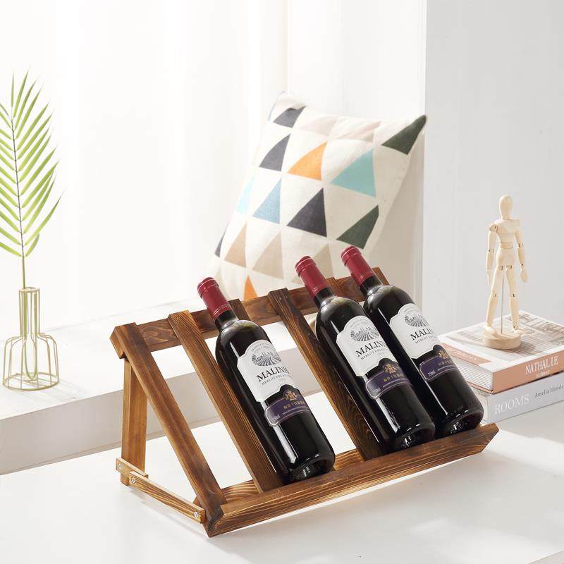 欧式创意红酒架摆件实木家用葡萄酒托瓶架子斜放红酒柜展示架简约