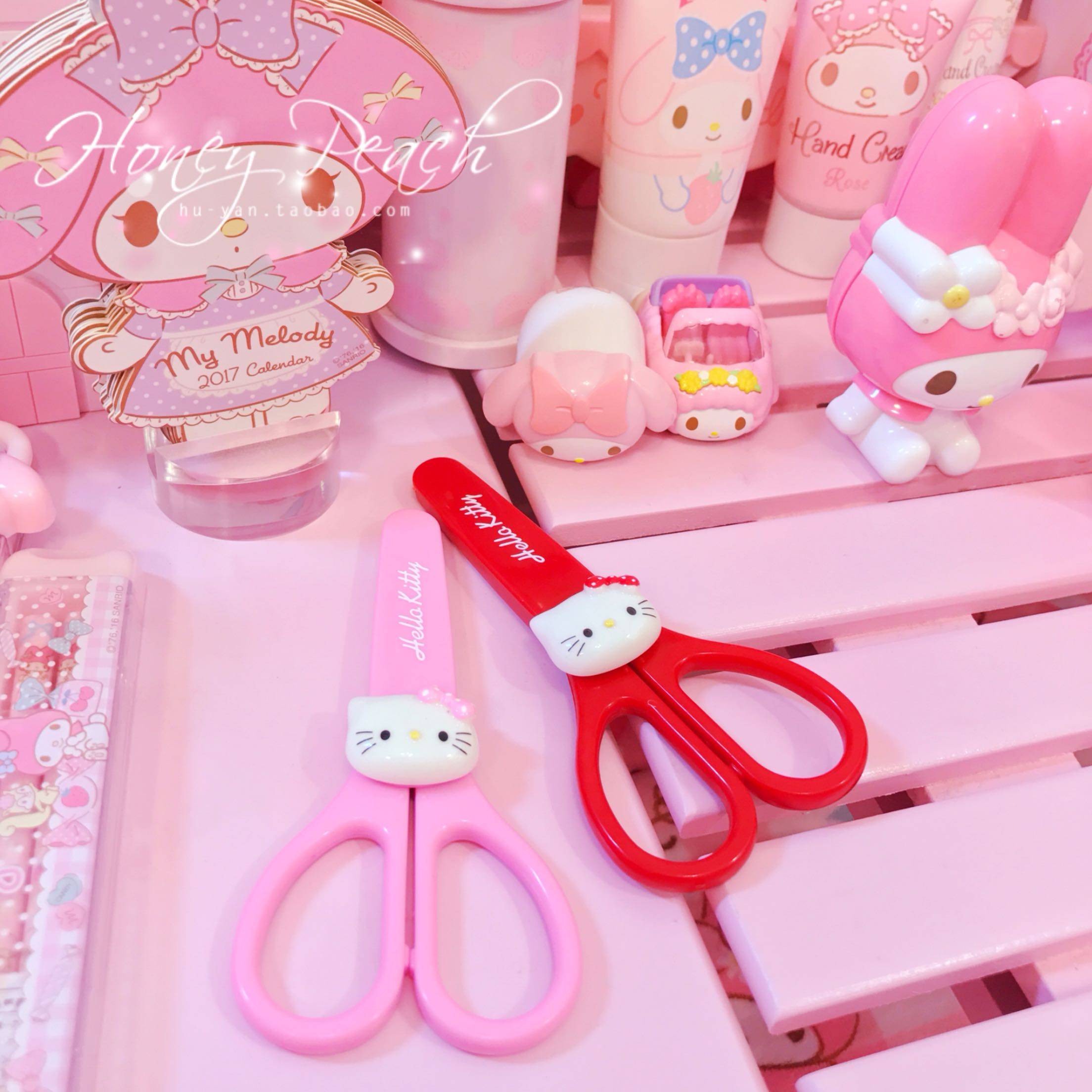 헬로키티 헬로키티 어린이 장난감 가위 플라스틱 가위 학생 안전 미술 가위 첨부 가위 세트