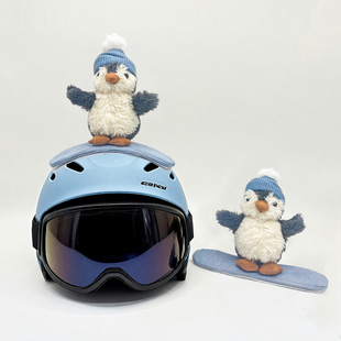熊猫大人滑雪板小企鹅滑雪头盔装饰可爱卡通摩托车头盔装饰