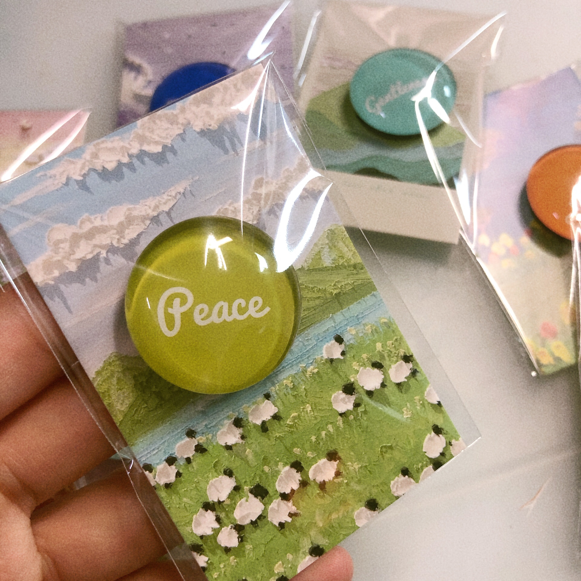 【M豆英文九果冰箱贴】加厚透亮掌柜手工制作，一套9枚，直径3cm