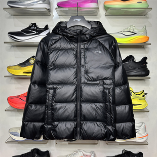 2025冬季新款李宁短羽绒服男健身系列80鸭绒连帽保暖外套AYMV149