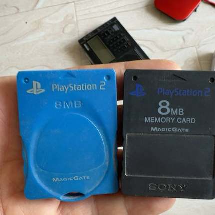 可维修PS2原装记忆卡 蓝色和黑色各一张