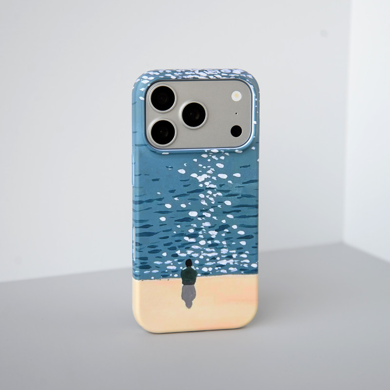 看海适用iPhone18promax手机壳17pro苹果iPhone16plus新款艺术15油画14意境13高级感12小众11手绘全包防摔