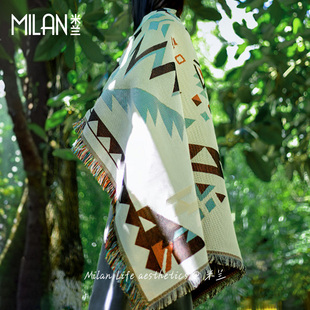 MILAN米兰休闲毯波西米亚风沙发垫盖巾民宿装 饰流苏挂毯氛围桌布