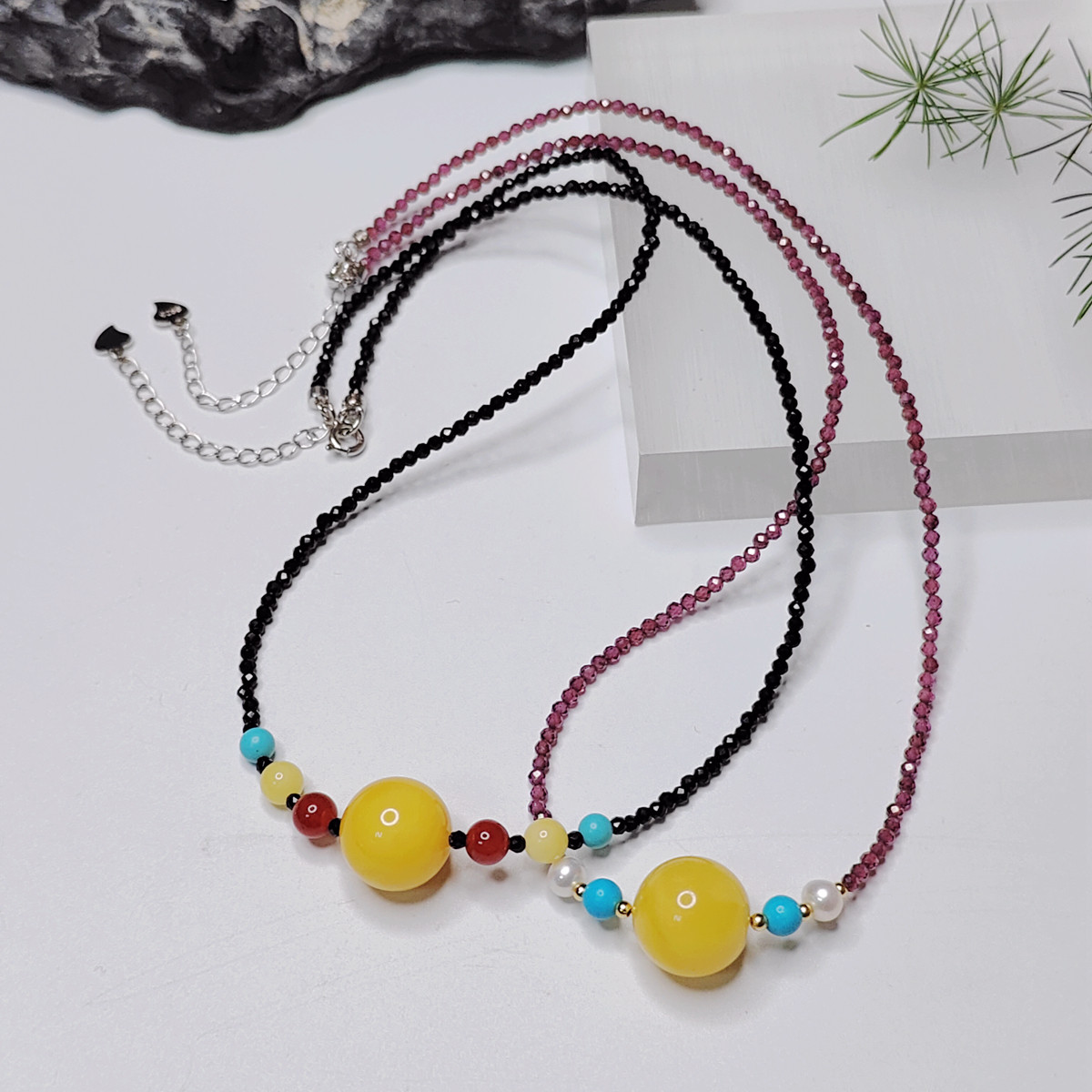 天然蜜蜡锁骨链转运珠女款项链琥珀原矿夏季潮流多宝原创好物颈链