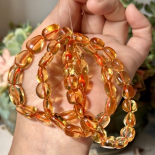 天然全净体巴西黄水晶随形手链精品黄水晶原石打磨随形精致手串