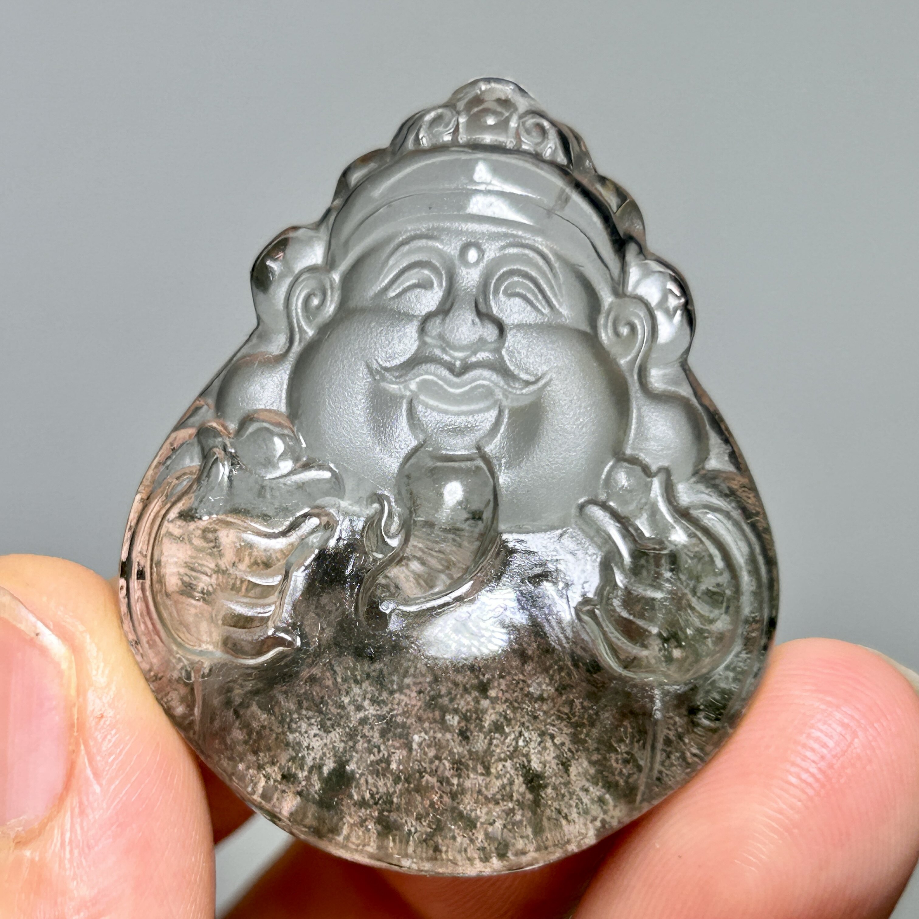 天然花幽灵财神吊坠绿幽灵红幽灵财神男女项链