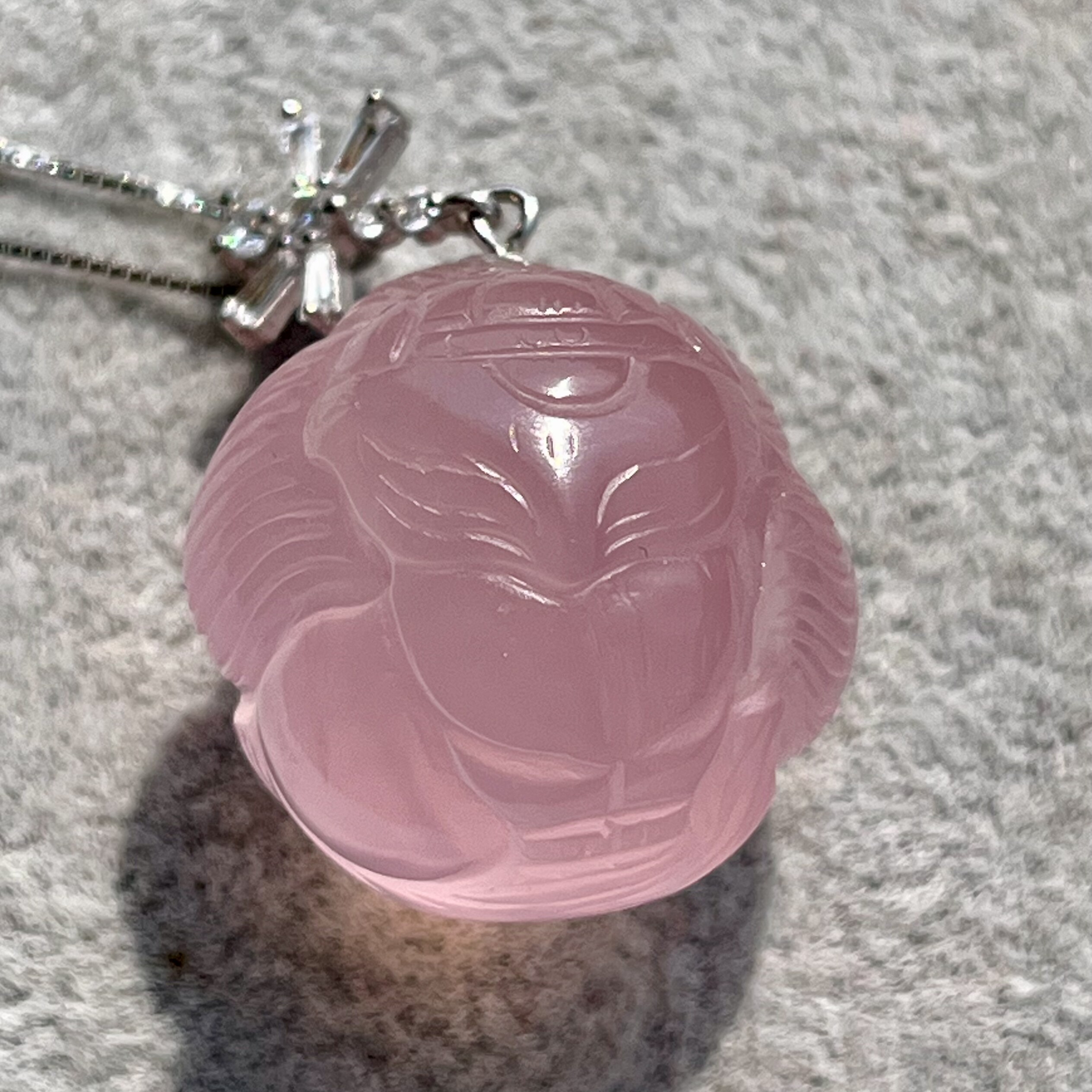 女生项链粉水晶手工精雕