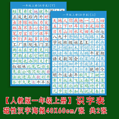 人教部编版一年级汉字海报挂图学前幼儿园识字卡磁性教学软磁