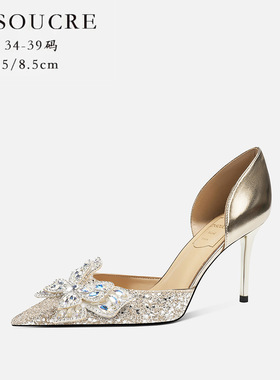 708-K62小众设计感高跟鞋洋气轻奢气质公主水晶鞋新娘鞋法式婚鞋