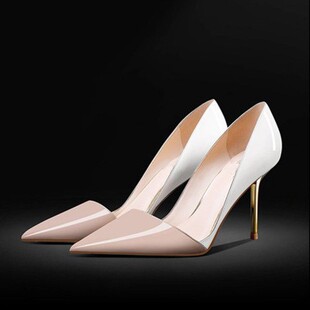 32-45码裸色高跟鞋2024春夏新款浅口尖头职业性感细跟工作单鞋女