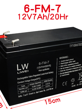 LW力威儿童电动车电瓶6FM7赛克达童车电池12V7AH音响箱户外蓄电池
