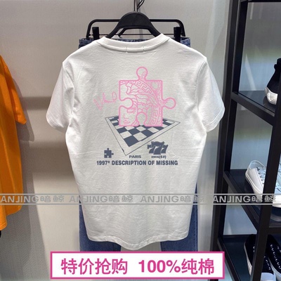 外贸新款彩色字母印花纯棉短袖T恤男女同款欧美潮流半袖爆款