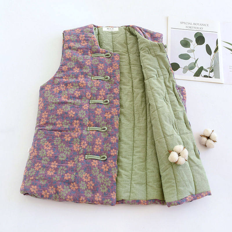 春季女士纯棉花马甲手工保暖坎肩新款中式盘扣保暖背心无袖马夹,女士内衣/男士内衣/家居服,睡衣上装,淘宝优惠券,粉丝福利购,淘宝优惠卷