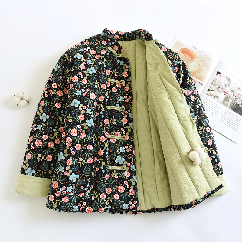 （耐脏款）纯棉夹棉棉花保暖上衣可外穿妈妈中老年棉服复古风棉袄