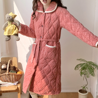 三层夹棉，纽扣加腰带可外穿夹棉