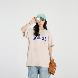 NOWSCORE 潮牌 学院风字母logo印花宽松圆领短袖T 青春男女同款