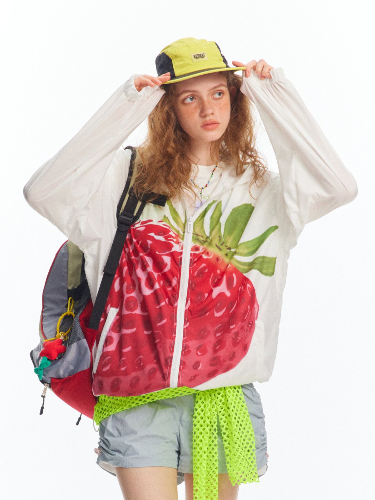 WONDERFULSTORY 미국 트렌디 브랜드 3D 빅 딸기 프린트 자외선 차단 의류 2024 여름 신작 남성 및 여성 자켓