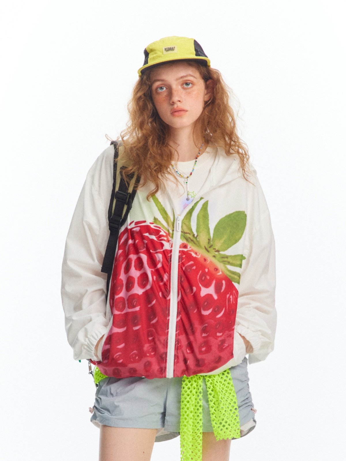 WONDERFULSTORY 미국 트렌디 브랜드 3D 빅 딸기 프린트 자외선 차단 의류 2024 여름 신작 남성 및 여성 자켓