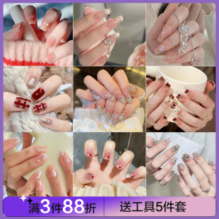 2025年新款 高级感穿戴甲美短梯手工贴片显白假指甲网红温柔气质女