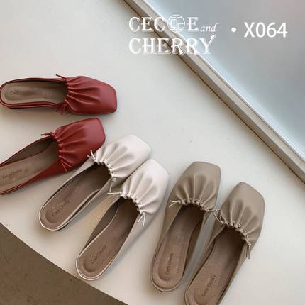 樱桃树cececherry女鞋2020夏款软面包头方头套脚平跟凉拖鞋20X064
