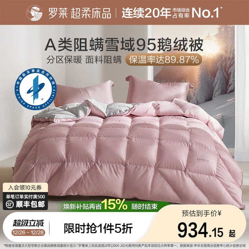 罗莱家纺被子被芯羽绒被A类95鹅绒被1.8m四季春秋被保暖加厚冬