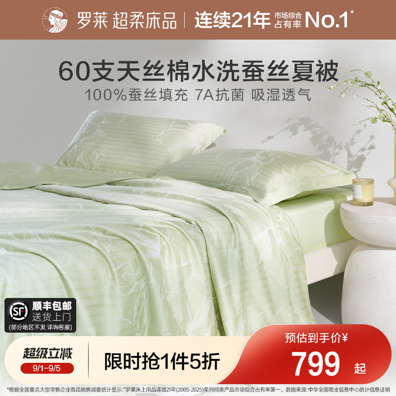 罗莱家纺100%天丝棉抗菌蚕丝夏被图片