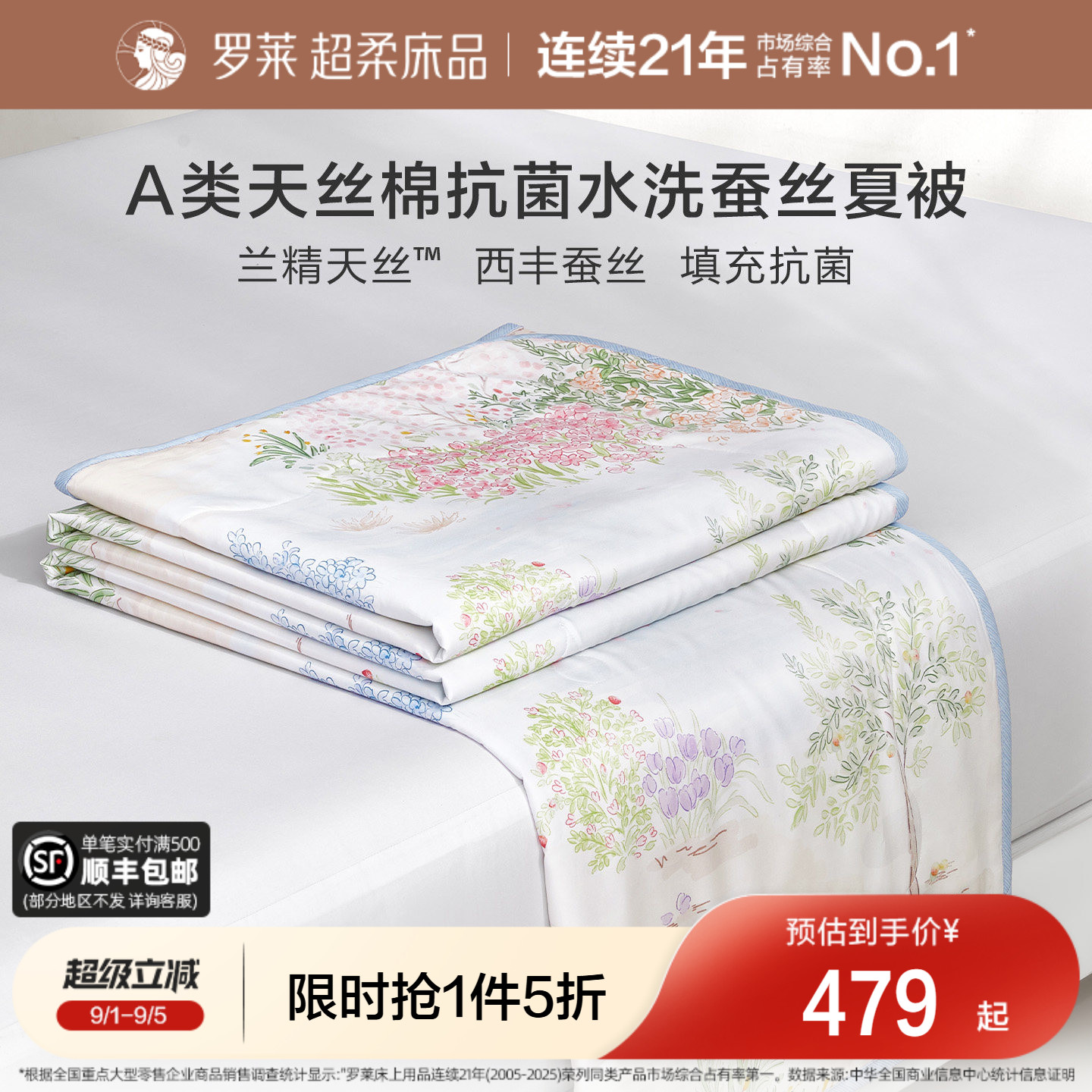 罗莱家纺莱赛尔棉100蚕丝夏凉被图片