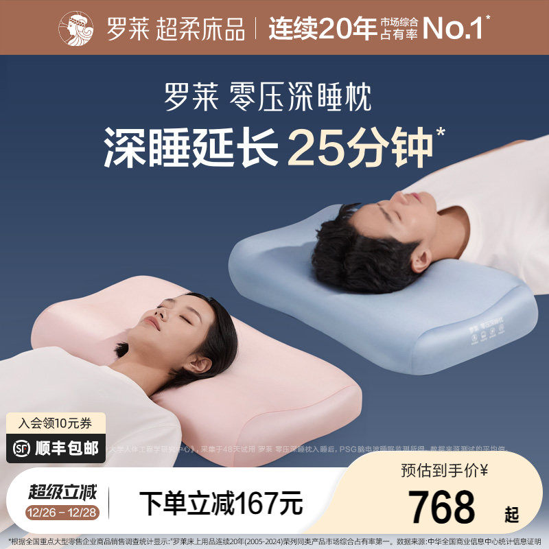 罗莱零压深睡枕记忆棉枕头护颈椎辅睡眠枕芯双人情侣款男女对枕