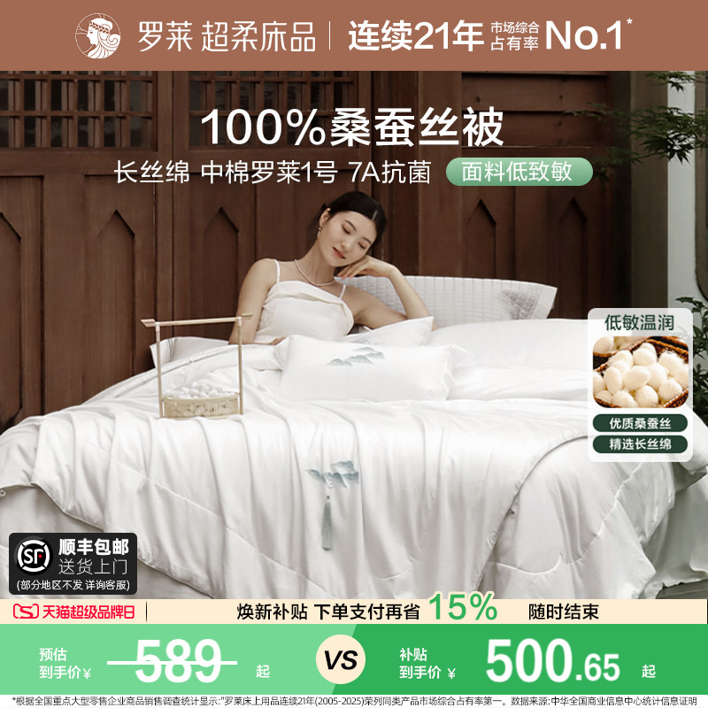 罗莱家纺全棉A类桑蚕丝二合一被图片
